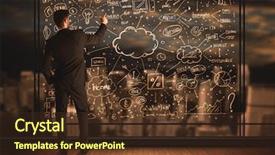  Presentation with business plan - Cool new slide deck with elements cost - businessman drawing business plan backdrop and a  colored foreground