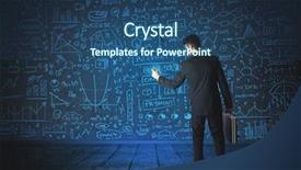  Presentation with glass - Cool new theme with elements cost - businessman drawing business schemes backdrop and a  colored foreground