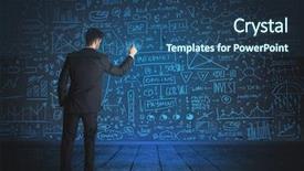  Presentation with cost - Presentation design having elements cost - businessman drawing business schemes background and a  colored foreground