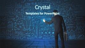  Presentation with women glass ceiling business cartoon - Beautiful slide set featuring elements cost - businessman drawing business schemes backdrop and a  colored foreground