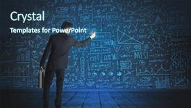  Presentation with women glass ceiling business cartoon - Audience pleasing slide deck consisting of elements cost - businessman drawing business schemes backdrop and a  colored foreground