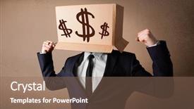  Presentation with dollar signs - Presentation enhanced with elements cost - businessman standing and gesturing background and a violet colored foreground