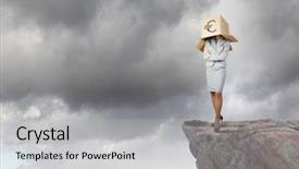  Presentation with box carton - Cool new theme with elements cost - businesswoman with carton box backdrop and a light gray colored foreground