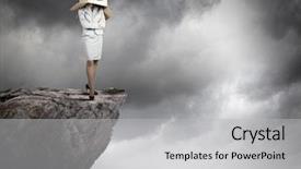  Presentation with box carton - Presentation design with elements cost - businesswoman with carton box background and a light gray colored foreground