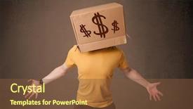  Presentation with dollar signs - Slide deck featuring elements cost - young man standing and gesturing background and a tawny brown colored foreground