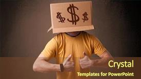  Presentation with dollar signs - Beautiful slide deck featuring elements cost - young man standing and gesturing backdrop and a  colored foreground