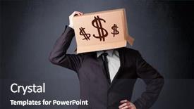  Presentation with dollar signs - Amazing PPT theme having elements cost - young man standing and gesturing backdrop and a dark gray colored foreground