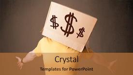  Presentation with dollar signs - Audience pleasing presentation theme consisting of elements cost - young man standing and gesturing backdrop and a  colored foreground