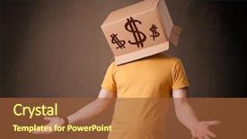  Presentation with dollar signs - Theme enhanced with elements cost - young man standing and gesturing background and a tawny brown colored foreground