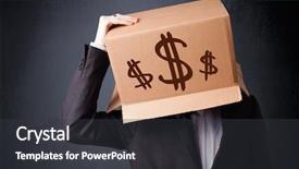  Presentation with dollar signs - Audience pleasing presentation theme consisting of elements cost - young man standing and gesturing backdrop and a  colored foreground