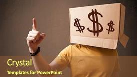  Presentation with dollar signs - Slides having elements cost - young man standing and gesturing background and a tawny brown colored foreground