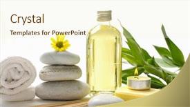  Presentation with bamboo - Cool new theme with elements health - spa set with white bamboo backdrop and a cream colored foreground