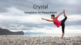  Presentation with stretch - Cool new presentation theme with elements health - young woman doing yoga stretch backdrop and a light blue colored foreground