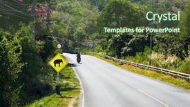  Presentation with roadside - Cool new slides with elephant on a roadside backdrop and a tawny brown colored foreground