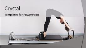  Presentation with evolution - Cool new PPT theme with elephant position pilates gymnastics is a germanic evolution of yoga used by athletes to improve flexibility and body fitness and by chiropractors for patient recovery backdrop and a light gray colored foreground