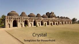  Presentation with india temple - Cool new PPT layouts with elephant stables at royal enclosure - vijayanagara complex - one of the highlight of the hampi temple complex in india backdrop and a coral colored foreground