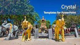  Presentation with phuket flag - Slides with elephant statues at promthep cape background and a ocean colored foreground