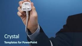  Presentation with outlet - Cool new presentation design with eletrical - man holding white outlet backdrop and a ocean colored foreground