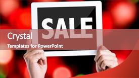  Presentation with online yard sale - PPT theme enhanced with eletronics - tablet pc with text sale background and a coral colored foreground