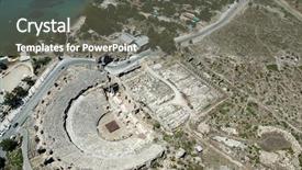  Presentation with theatre - Colorful slides enhanced with elevated view of an antique theatre from antalya turkey backdrop and a gray colored foreground