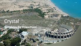  Presentation with theatre - Slides featuring elevated view of an antique theatre from antalya turkey background and a gray colored foreground