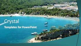  Presentation with boats - Beautiful PPT theme featuring tourism turkey - elevated view of boats backdrop and a teal colored foreground