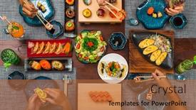  Presentation with tuna - PPT layouts enhanced with elevated-view-of-four-person background and a red colored foreground