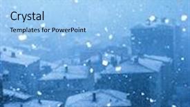  Presentation with istanbul - Beautiful presentation theme featuring elevated view of houses and snowing in istanbul turkey backdrop and a light blue colored foreground