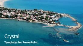  Presentation with turkey - Theme having elevated view of old city and harbour from antalya turkey background and a ocean colored foreground