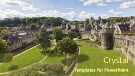  Presentation with village - Amazing slides having elevated view of park village and castle of fougeres brittany france backdrop and a tawny brown colored foreground