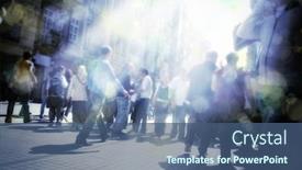  Presentation with rush hour - PPT layouts with elevated-view-of-people-walking background and a ocean colored foreground