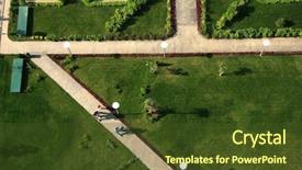  Presentation with garden - Cool new presentation with elevated view of people walking backdrop and a tawny brown colored foreground