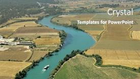  Presentation with area - Slide deck consisting of elevated-view-of-river background and a gray colored foreground