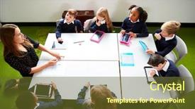  Presentation with maths for school kids - Slides having elevated view of primary school background and a tawny brown colored foreground