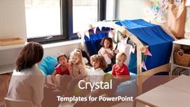  Presentation with school children - Cool new presentation theme with corner of the classroom elevate backdrop and a tawny brown colored foreground