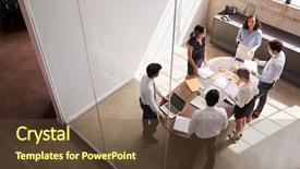  Presentation with elevate - PPT theme enhanced with manager in team meeting elevate background and a tawny brown colored foreground