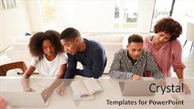  Presentation with black parents - Presentation theme consisting of laptops to do homework elevate background and a soft green colored foreground