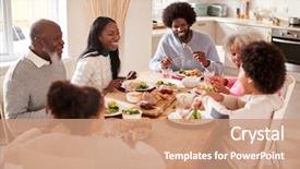  Presentation with generation - Slides having race family eating their sunday background and a coral colored foreground