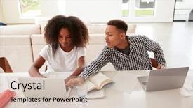  Presentation with sister - PPT theme consisting of homework both using laptops elevate background and a soft green colored foreground