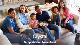  Presentation with living room family - Beautiful presentation design featuring three generation family african american backdrop and a ocean colored foreground