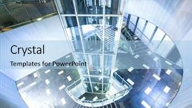  Presentation with spinning - Beautiful theme featuring elevator - glass sighseeing lift with spinning backdrop and a light blue colored foreground