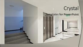  Presentation with architecture - Presentation featuring elevator - modern architecture interior view background and a light gray colored foreground