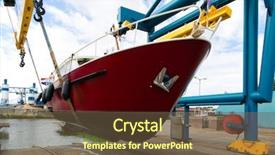  Presentation with crane - Audience pleasing presentation theme consisting of elevator maintenance - boat crane lifting a motorboat backdrop and a tawny brown colored foreground