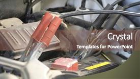  Presentation with station - Slide deck with elevator maintenance - car with open hood background and a violet colored foreground