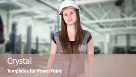  Presentation with repair - Audience pleasing PPT layouts consisting of elevator maintenance - image of a woman backdrop and a coral colored foreground