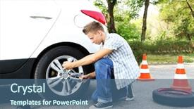  Presentation with road safety drive - PPT layouts featuring elevator maintenance - man driver having trouble background and a  colored foreground