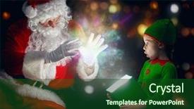 Presentation with santa - Presentation having elf christmas - cute little girl and santa background and a forest green colored foreground