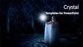  Presentation with elf - Amazing PPT theme having elf girl in night forest backdrop and a black colored foreground