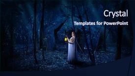 Presentation with elf - Slide deck having elf girl in night forest background and a navy blue colored foreground