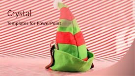  Presentation with christmas elf - PPT theme consisting of elf hat for christmas background and a coral colored foreground
